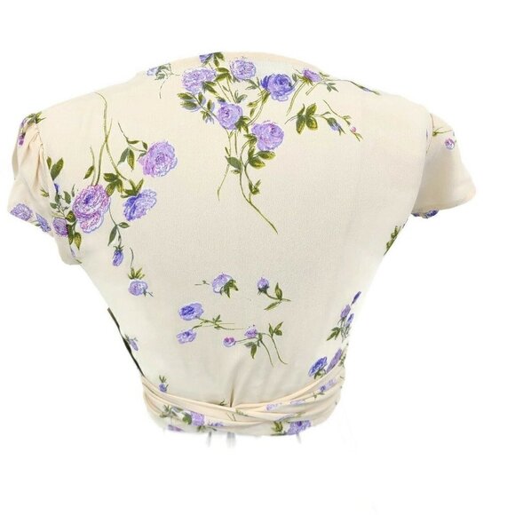 New Flynn Skye That's A Wrap Crop Top Womens S Lavender Skye Short Sleeve Rayon - Picture 4 of 8